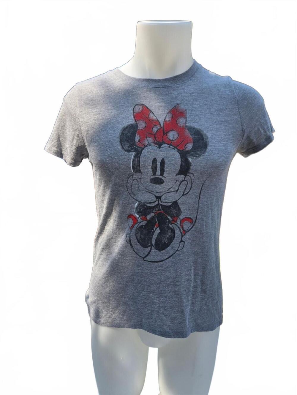 Disney Minnie Mouse Women's Grey Short Sleeve T-Shirt Size M